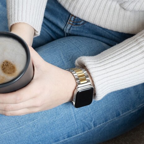 Strap-it® Strap-it Apple Watch stalen band (zilver/goud)