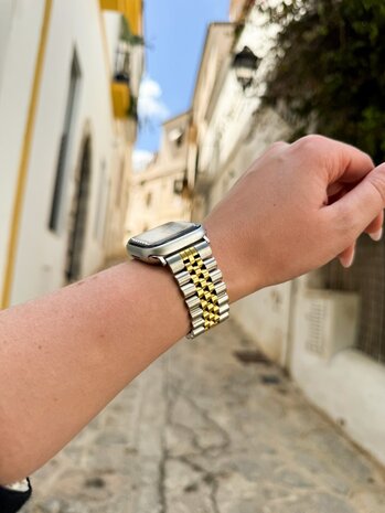 Strap-it® Strap-it Apple Watch Jubilee stalen band (zilver/goud)