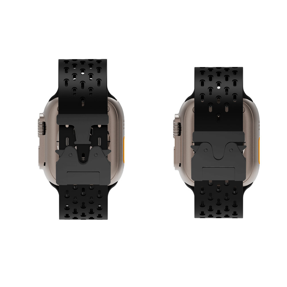 Strap-it® Strap-it Apple Watch siliconen air bandje met P-Buckle (zwart)