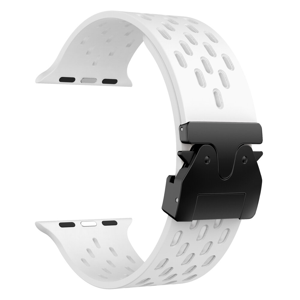 Strap-it® Strap-it Apple Watch siliconen air bandje met P-Buckle (wit)