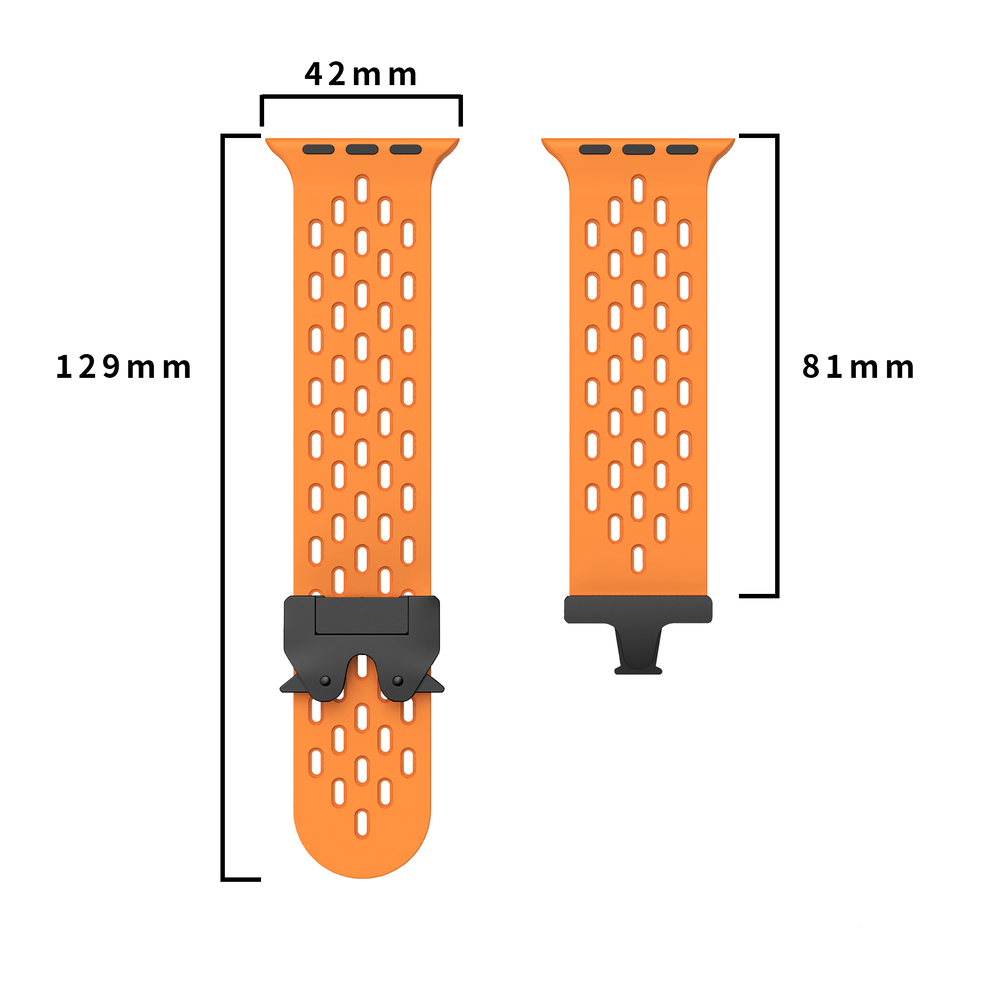 Strap-it® Strap-it Apple Watch siliconen air bandje met P-Buckle (oranje)