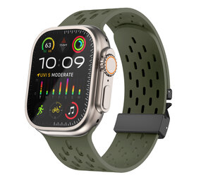 Strap-it® Apple Watch siliconen air bandje met P-Buckle (legergroen)