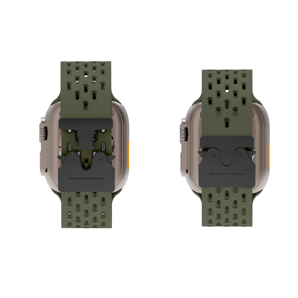 Strap-it® Strap-it Apple Watch siliconen air bandje met P-Buckle (legergroen)