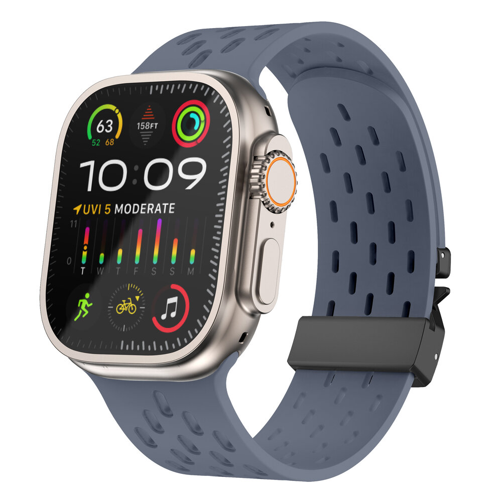 Strap-it® Strap-it Apple Watch siliconen air bandje met P-Buckle (grijsblauw)