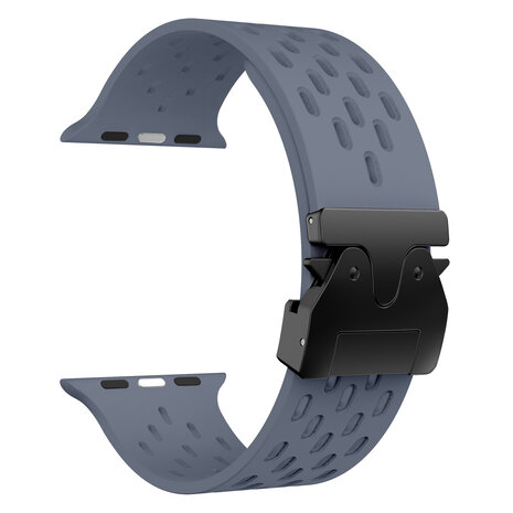 Strap-it® Strap-it Apple Watch siliconen air bandje met P-Buckle (grijsblauw)