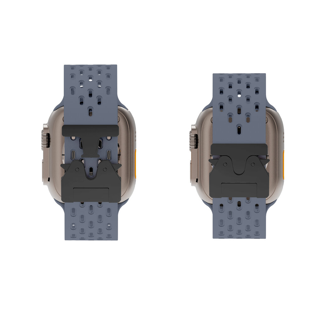 Strap-it® Strap-it Apple Watch siliconen air bandje met P-Buckle (grijsblauw)