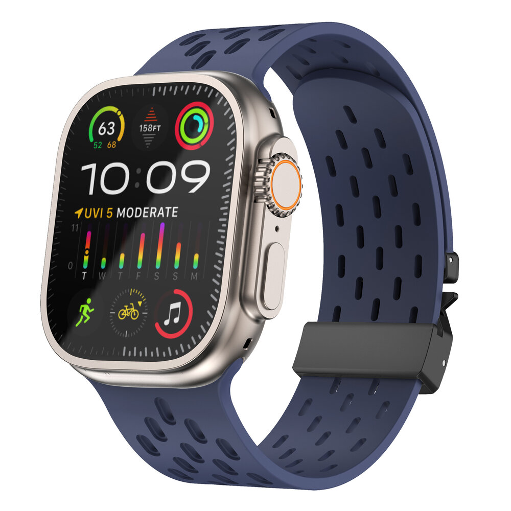 Strap-it® Strap-it Apple Watch siliconen air bandje met P-Buckle (donkerblauw)