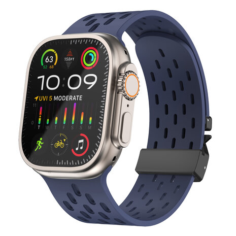 Strap-it® Strap-it Apple Watch siliconen air bandje met P-Buckle (donkerblauw)