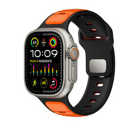 Strap-it® Apple Watch premium outdoor siliconen bandje (oranje/zwart)