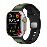 Strap-it® Apple Watch premium outdoor siliconen bandje (legergroen/zwart)