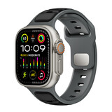 Strap-it® Apple Watch premium outdoor siliconen bandje (zwart/grijs)