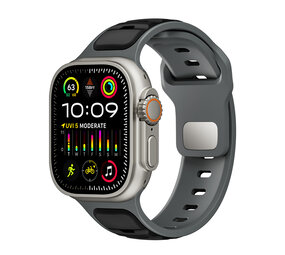 Strap-it® Apple Watch premium outdoor siliconen bandje (zwart/grijs)
