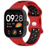 Strap-it® Redmi Watch 4 sport bandje (rood/zwart)