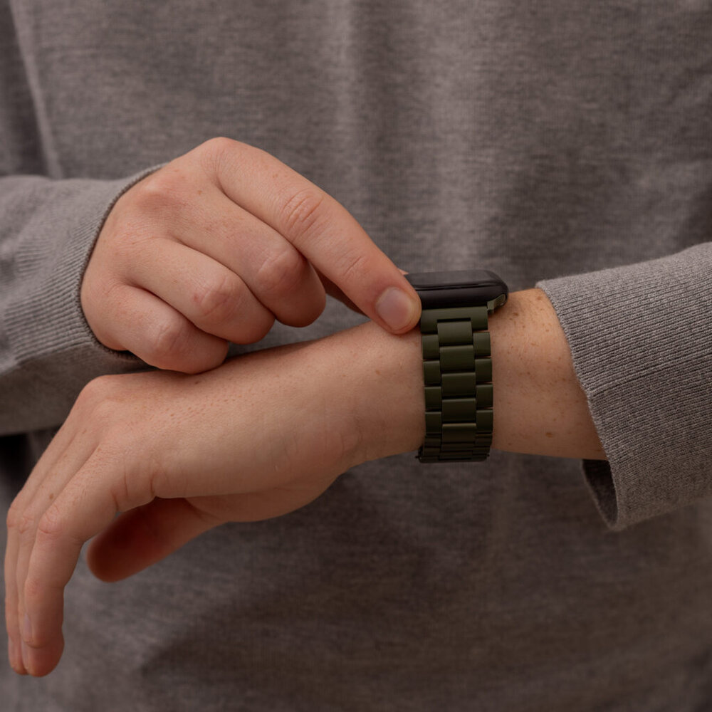 Strap-it® Strap-it Apple Watch stalen band (donkergroen)