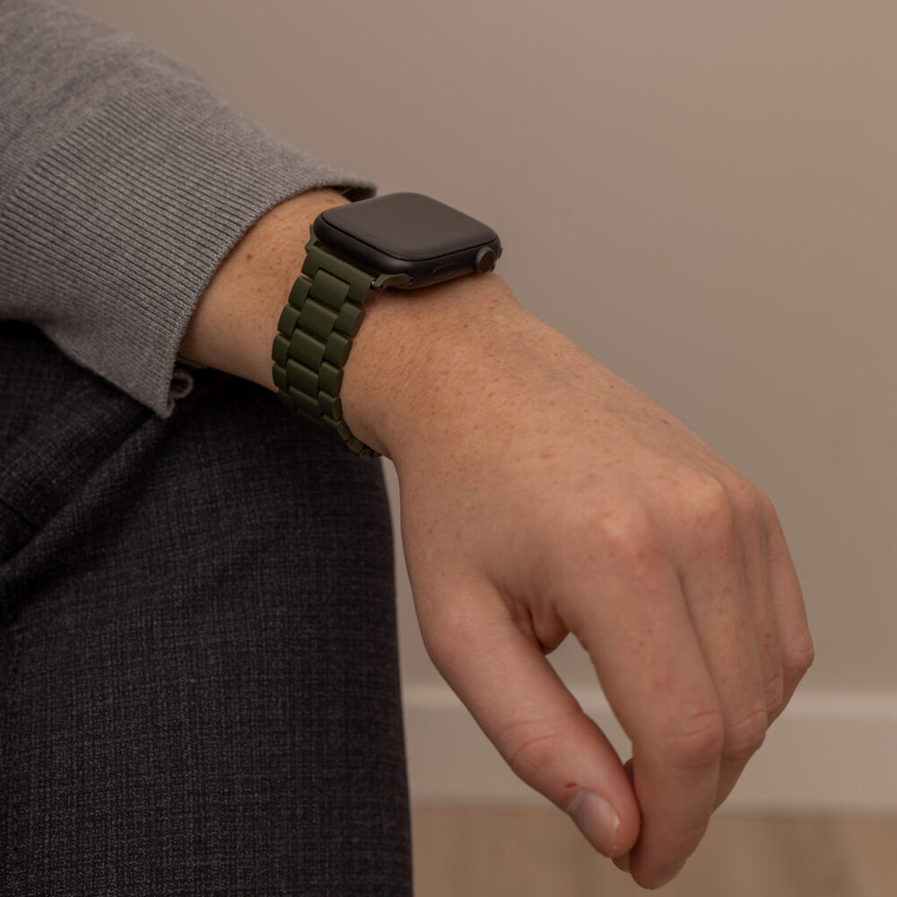 Strap-it® Strap-it Apple Watch stalen band (donkergroen)