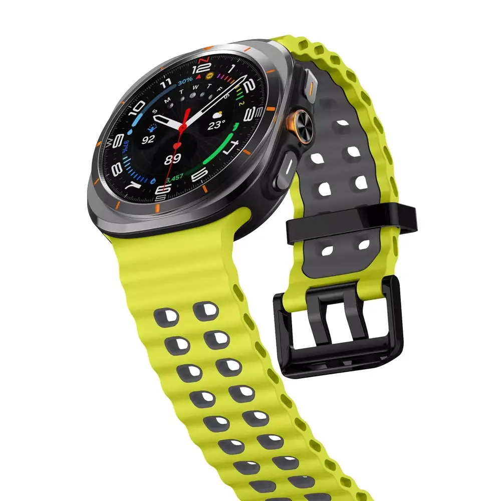 Strap-it® Strap-it Samsung Galaxy Watch Ultra wave siliconen bandje (lime/donkergrijs)