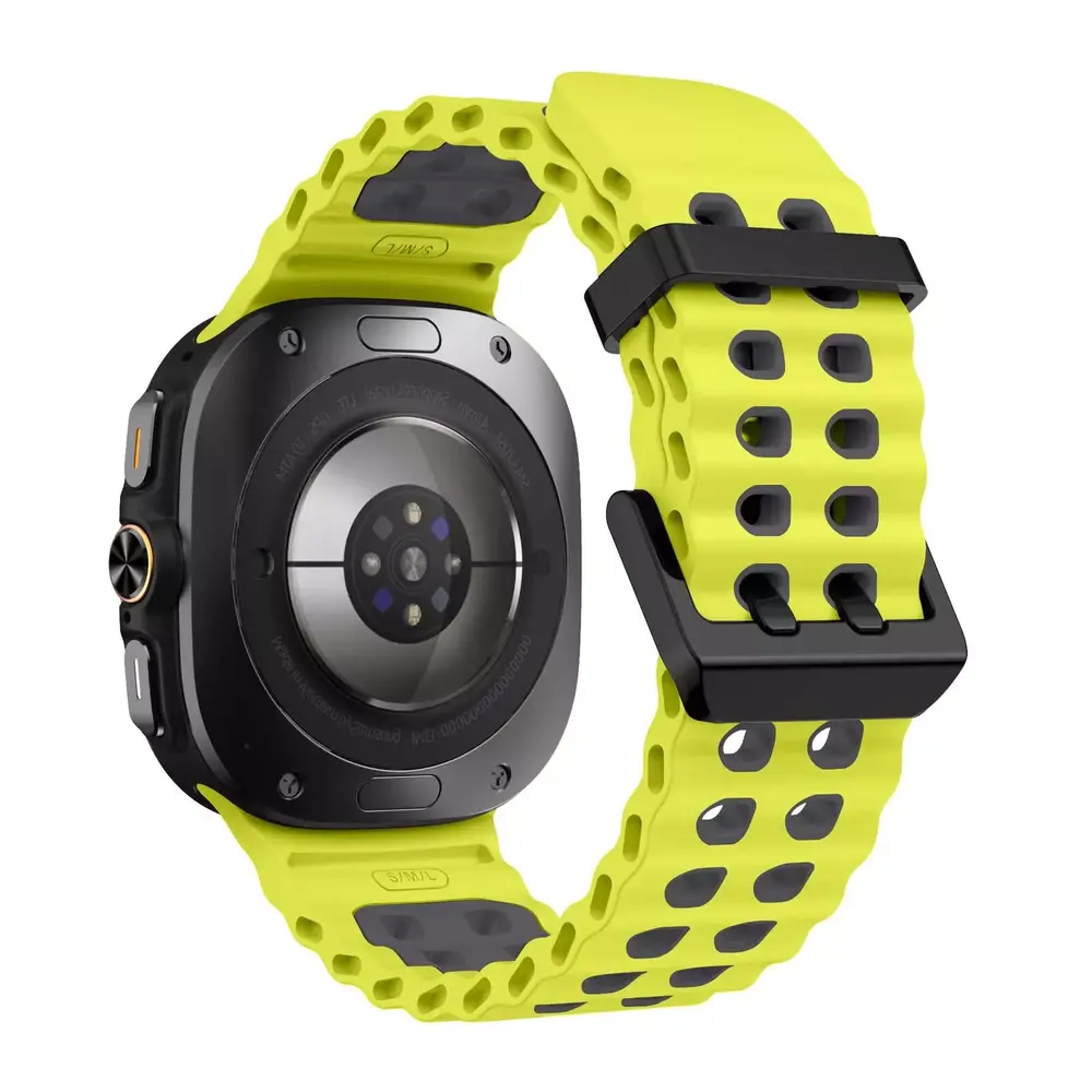 Strap-it® Strap-it Samsung Galaxy Watch Ultra wave siliconen bandje (lime/donkergrijs)