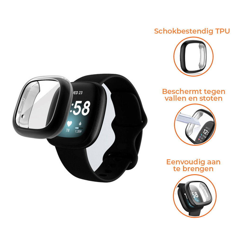 Strap-it® Strap-it Fitbit Versa 3 TPU case (zwart)