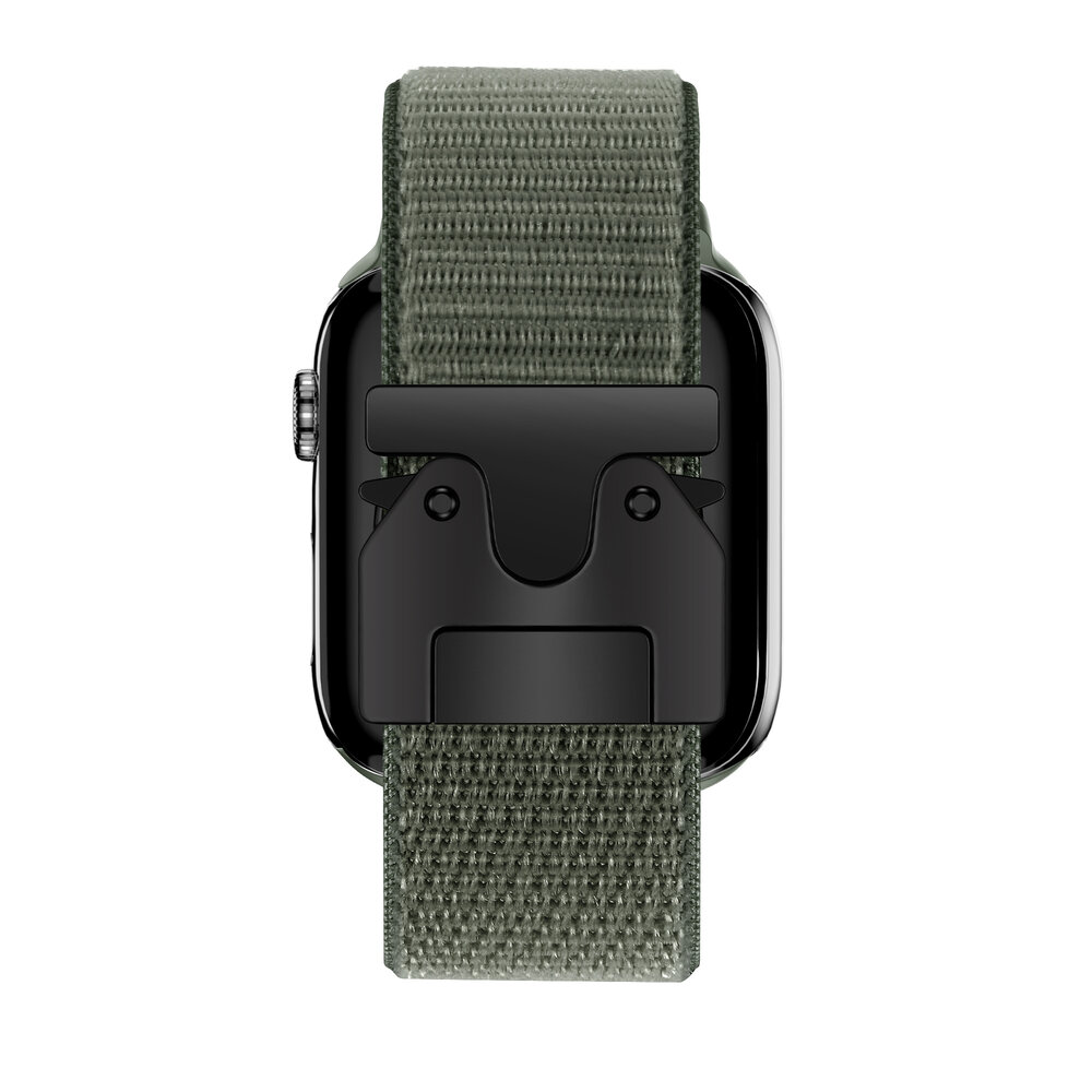 Bandz Bandz Apple Watch nylon band 'Classic' met P-buckle (legergroen)