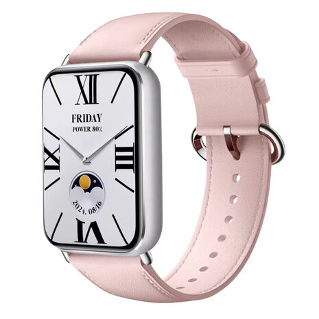Strap-it® Strap-it Redmi Watch 4 leren bandje (roze)