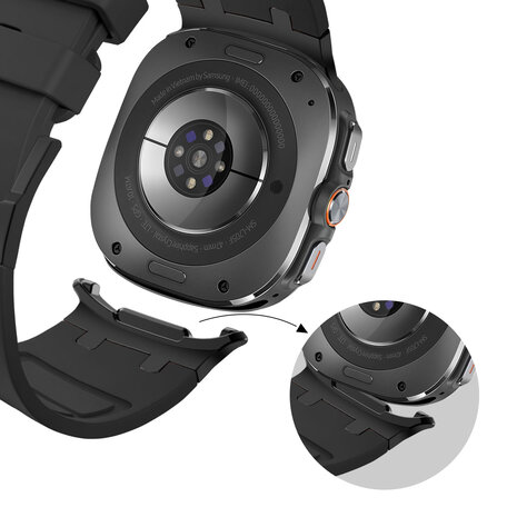 Bandz Bandz Samsung Galaxy Watch Ultra siliconen band 'Luxe Liquid' (zwart met zwart)