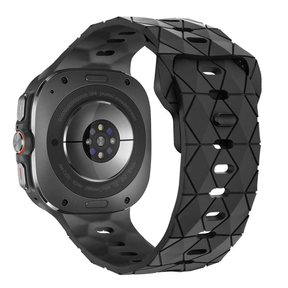 Bandz Bandz Samsung Galaxy Watch Ultra siliconen band 'Hexagons' (zwart)