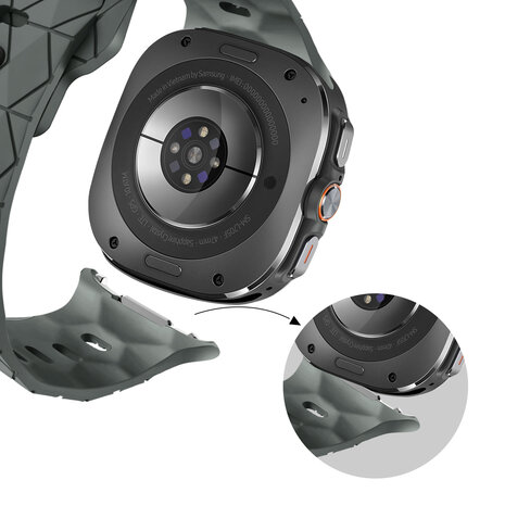 Bandz Bandz Samsung Galaxy Watch Ultra siliconen band 'Hexagons' (donkergrijs)