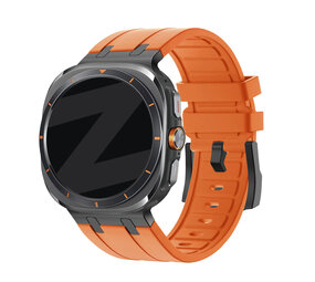 Bandz Bandz Samsung Galaxy Watch Ultra siliconen band 'Luxe Liquid' (oranje met zwart)