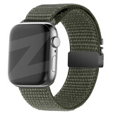 Bandz Bandz Apple Watch nylon band 'Classic' met P-buckle (legergroen)