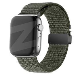 Bandz Bandz Apple Watch nylon band 'Classic' met P-buckle (legergroen)