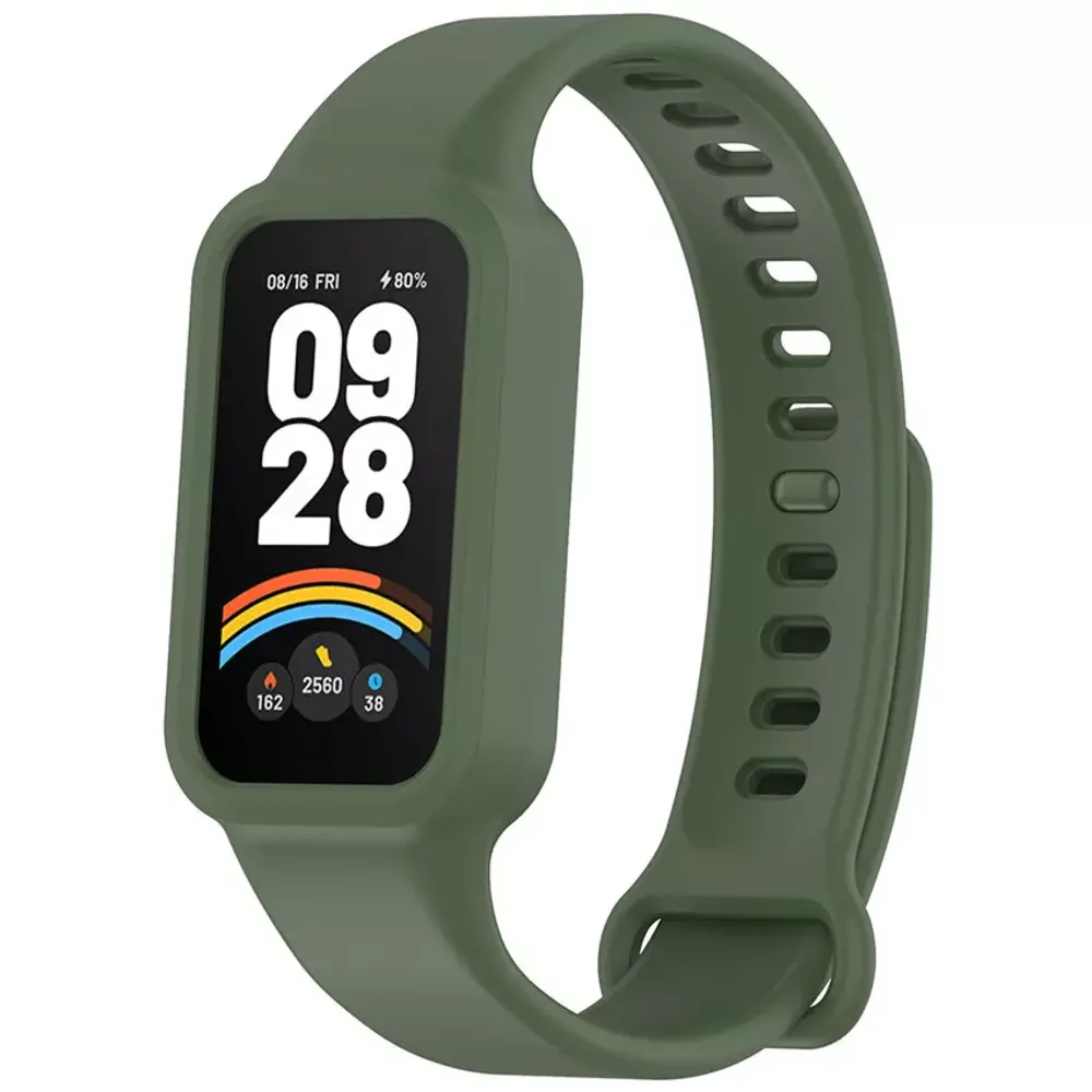 Strap-it® Strap-it Xiaomi Smart Band 9 Active siliconen bandje (donkergroen)
