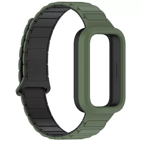 Strap-it® Strap-it Xiaomi Smart Band 9 Active magnetisch siliconen bandje (legergroen) Strap-it® Strap-it Xiaomi Smart Band 9 Active magnetisch siliconen bandje (legergroen)