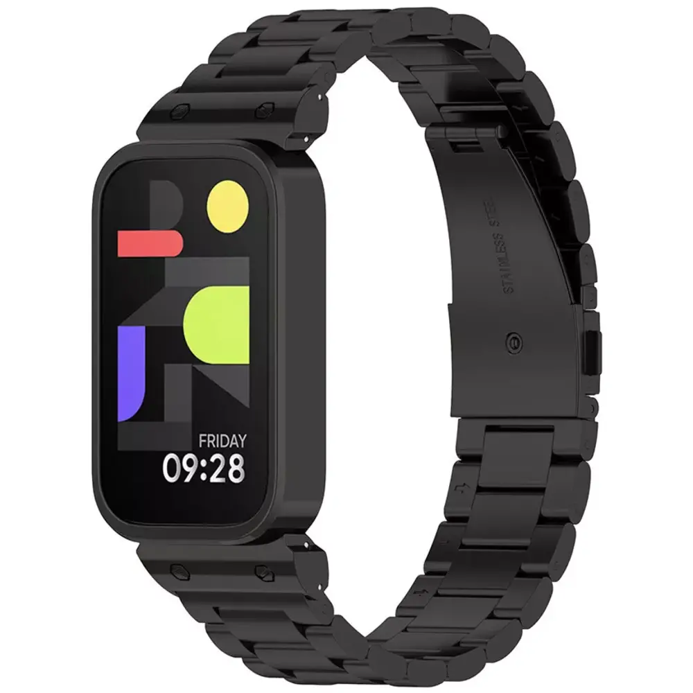 Strap-it® Strap-it Xiaomi Smart Band 9 Active stalen band (zwart) Strap-it® Strap-it Xiaomi Smart Band 9 Active stalen band (zwart)