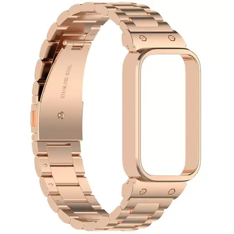 Strap-it® Strap-it Xiaomi Smart Band 9 Active stalen band (rosé goud)