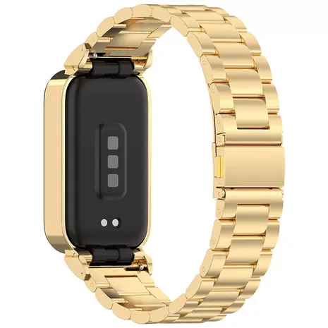 Strap-it® Strap-it Xiaomi Smart Band 9 Active stalen band (goud)