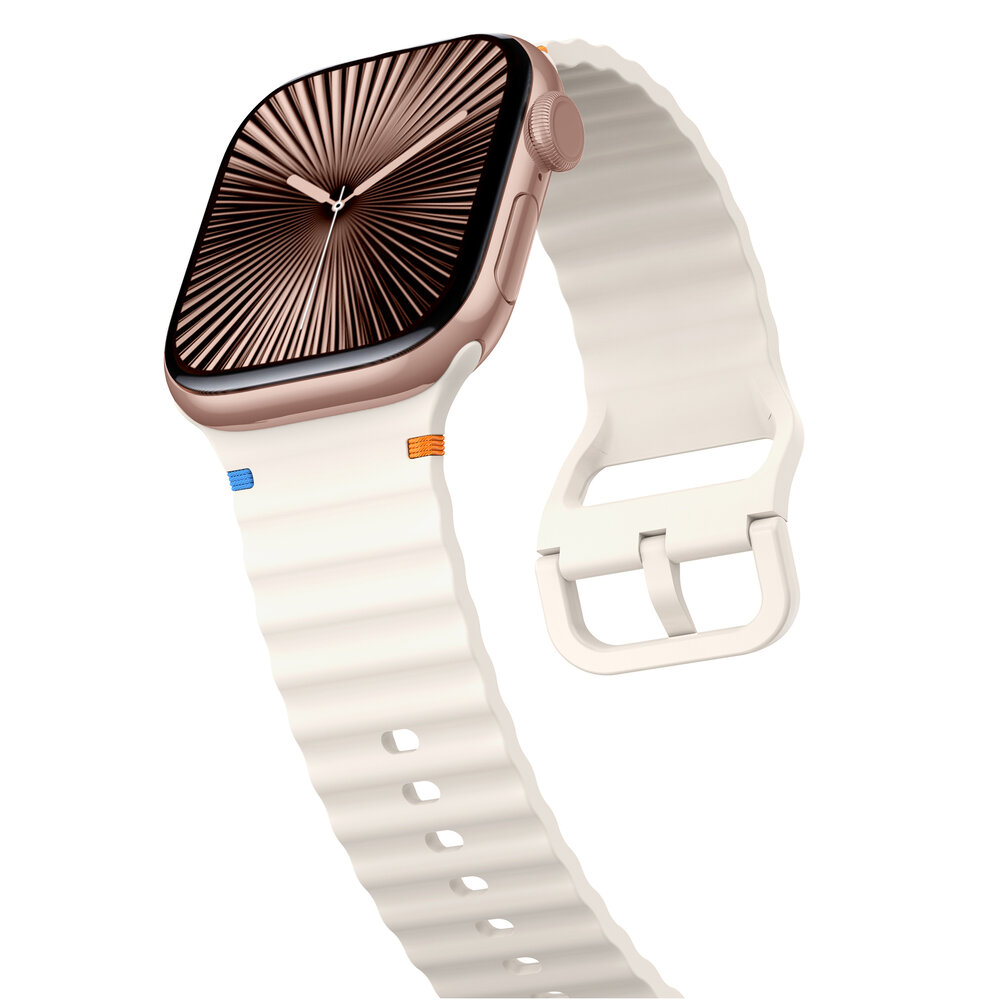 Strap-it® Strap-it Apple Watch Wave siliconen bandje (sterrenlicht)