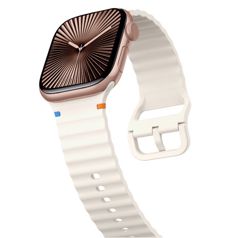 Strap-it® Strap-it Apple Watch Wave siliconen bandje (sterrenlicht)