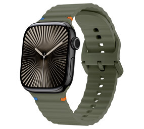 Strap-it® Apple Watch Wave siliconen bandje (donkergroen)