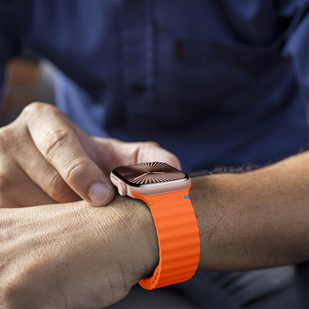 Strap-it® Strap-it Apple Watch Wave siliconen bandje (oranje)