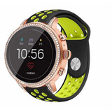 Strap-it® Fossil Gen 4 Venture (HR) sport band (zwart/geel)