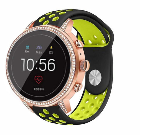Strap-it® Strap-it Fossil Gen 4 Venture (HR) sport band (zwart/geel)