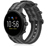 Strap-it® Fossil Gen 4 Explorist (HR) nylon gesp band (zwart/grijs)