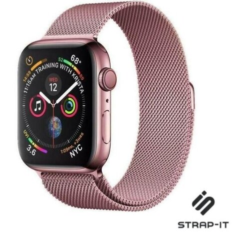Strap-it® Strap-it Apple Watch 8 Milanese band (roze) Strap-it® Strap-it Apple Watch 8 Milanese band (roze)