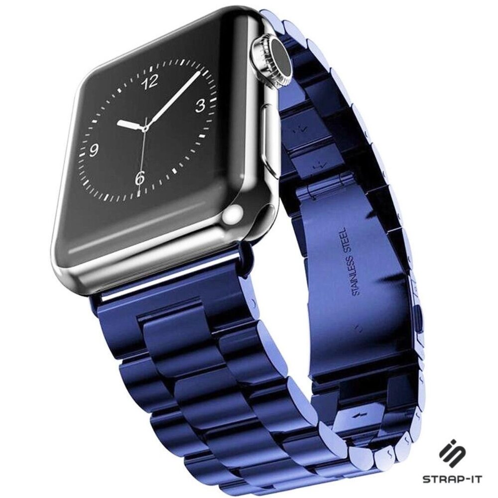 Strap-it® Strap-it Apple Watch 8 stalen band (blauw) Strap-it® Strap-it Apple Watch 8 stalen band (blauw)
