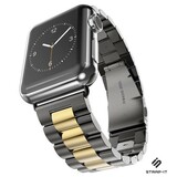 Strap-it® Apple Watch 8 stalen band (zwart/goud) Strap-it® Apple Watch 8 stalen band (zwart/goud)