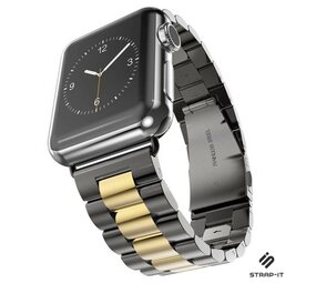 Strap-it® Apple Watch 8 stalen band (zwart/goud)