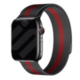 Strap-it® Apple Watch Ultra Milanese band (zwart/rood)