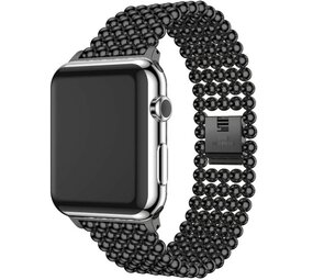 Strap-it® Apple Watch 8 stalen kralen band (zwart)