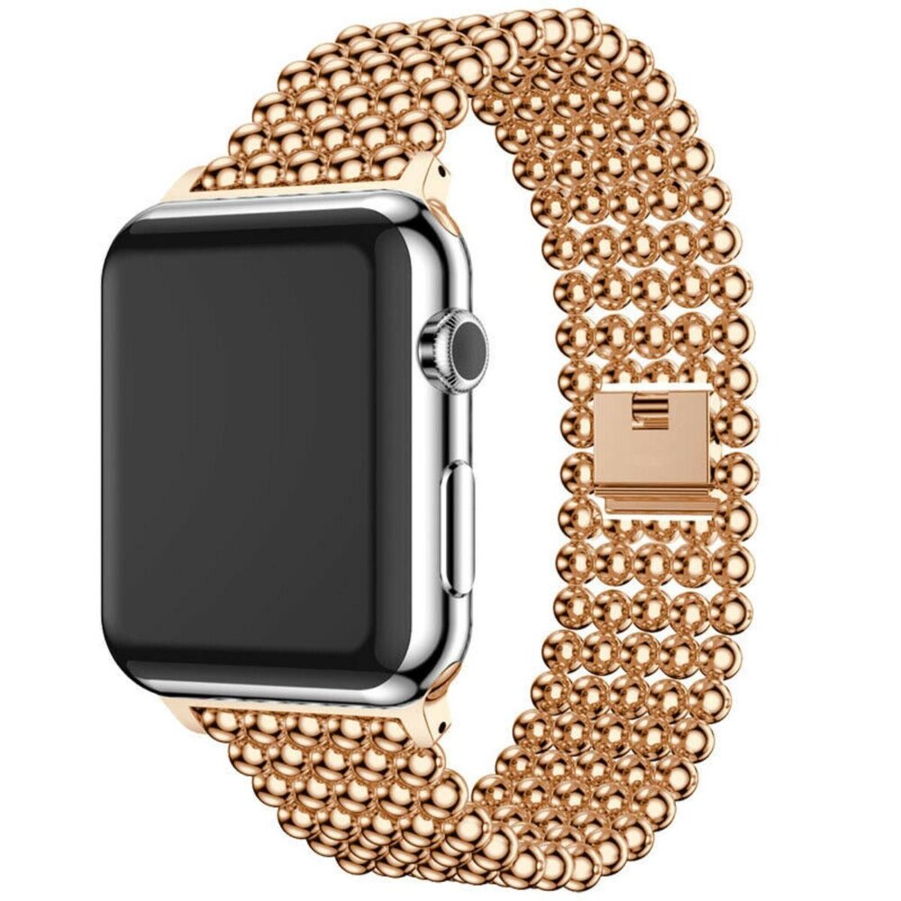 Strap-it® Strap-it Apple Watch 8 stalen kralen band (rosé goud)