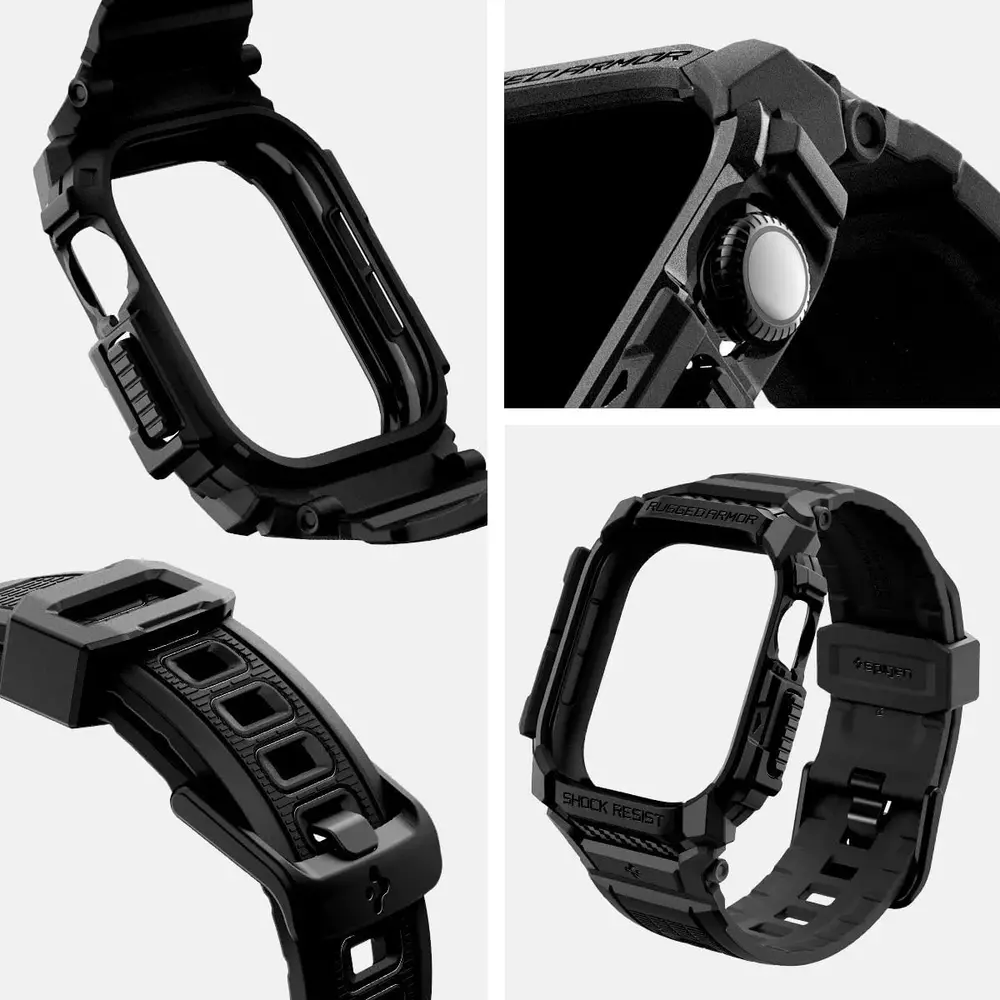 Spigen Spigen Apple Watch 10 Rugged Armor bandje met case (zwart)